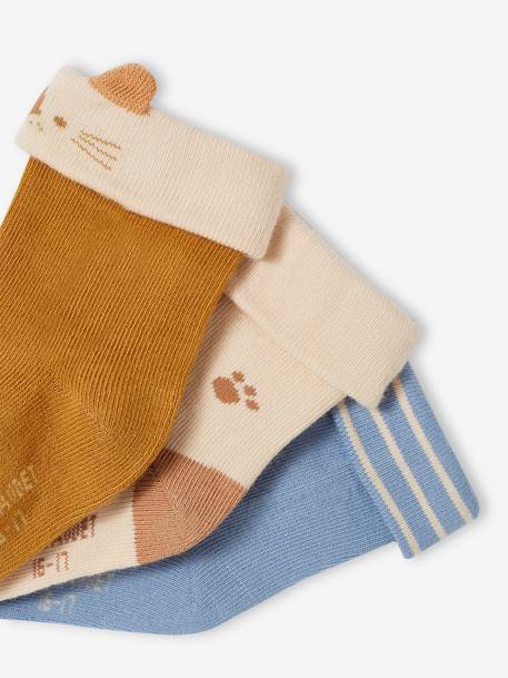 Lot de 3 paires de chaussettes 'animaux' bébé bleu grisé - vertbaudet enfant 