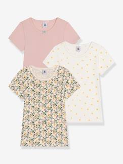 Meisje-T-shirt, souspull-Set van 3 T-shirts met korte mouwen PETIT BATEAU