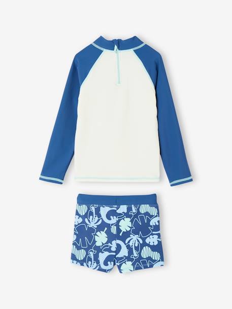 UV-bestendige zwemset met zwemshirt + boxershort voor jongens blauw - vertbaudet enfant 
