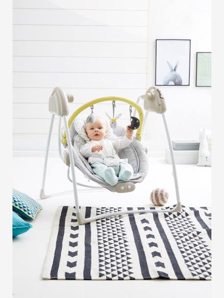 Schommelstoel met speeltjesboog Babyswing van VERTBAUDET Bedrukt grijs - vertbaudet enfant 