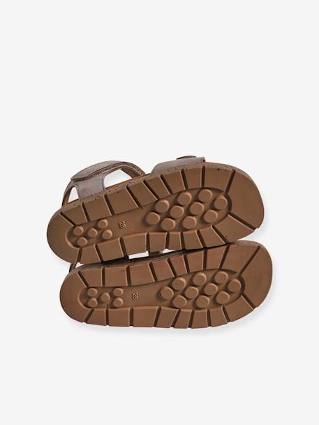 Leren kindersandalen met klittenband kaki+marineblauw+zandbeige - vertbaudet enfant 