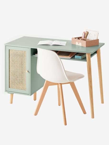 Kinderbureau met riet POESIE groen+roze nude - vertbaudet enfant 