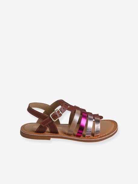 Leren sandalen met gespen voor meisjes CAMEL+karamel+meerkleurig+veel bruin - vertbaudet enfant 