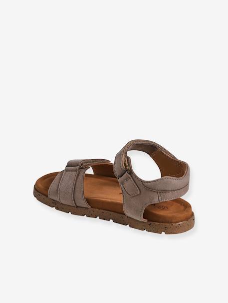 Leren kindersandalen met klittenband kaki+marineblauw+zandbeige - vertbaudet enfant 