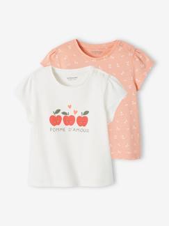 Baby-T-shirt, coltrui-Set van 2 T-shirts voor baby, met korte mouwen
