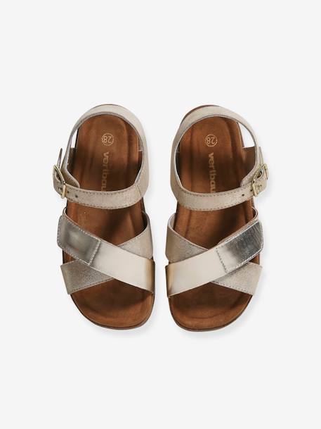 Sandales ouvertes cuir enfant or - vertbaudet enfant 