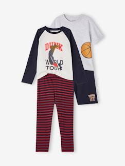 Jongens-Set pyjama + korte pyjamabroek basketbal jongens