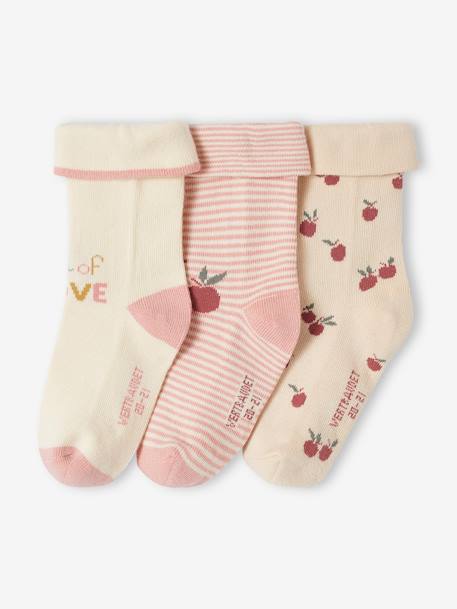 Lot de 3 paires de chaussettes 'cerises' bébé fille vieux rose - vertbaudet enfant 