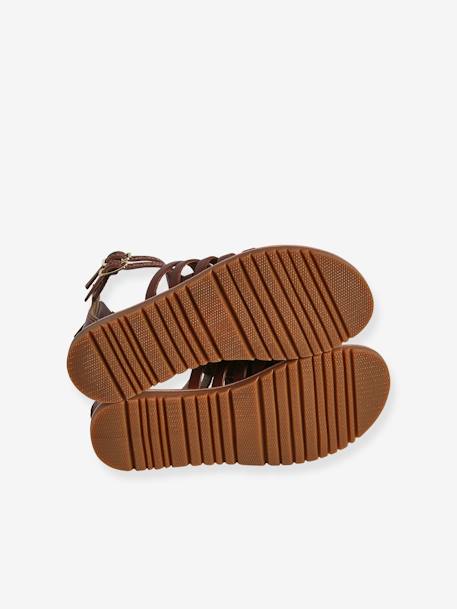 Sandales esprit spartiates cuir enfant marron - vertbaudet enfant 