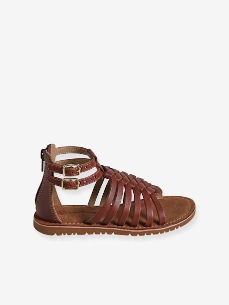 Sandales esprit spartiates cuir enfant marron - vertbaudet enfant 