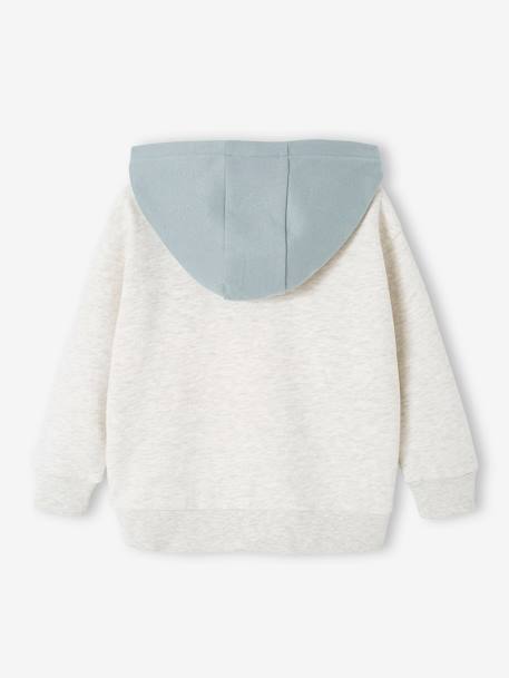 Sportieve sweater met rits en capuchon, colourblock jongens blauwgroen - vertbaudet enfant 