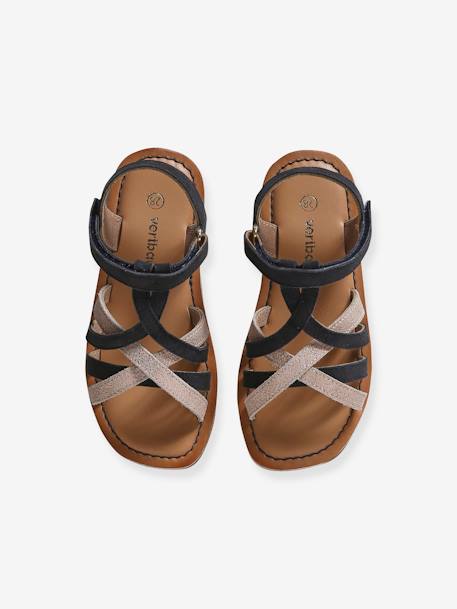 Leren kindersandalen met klittenband veel blauw+wit - vertbaudet enfant 