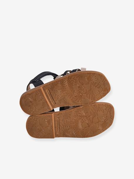 Leren kindersandalen met klittenband veel blauw+wit - vertbaudet enfant 