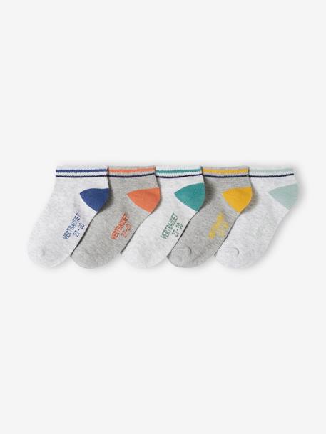Lot de 5 paires de soquettes garçon BASICS gris chiné - vertbaudet enfant 
