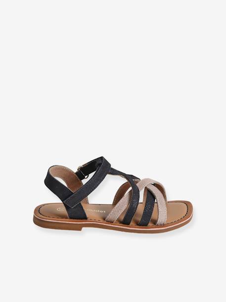 Leren kindersandalen met klittenband veel blauw+wit - vertbaudet enfant 
