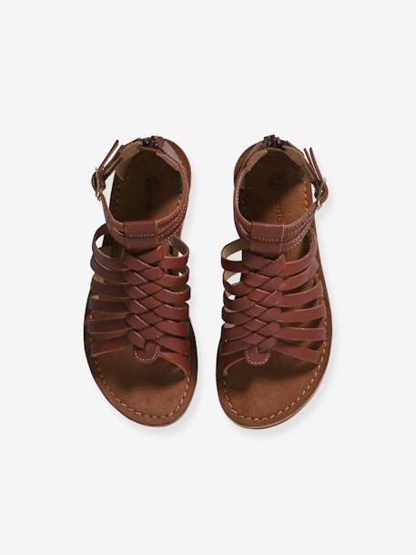 Sandales esprit spartiates cuir enfant marron - vertbaudet enfant 