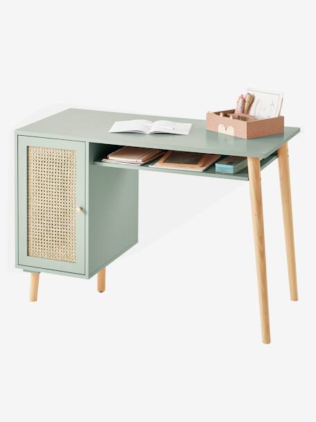 Kinderbureau met riet POESIE groen+roze nude - vertbaudet enfant 