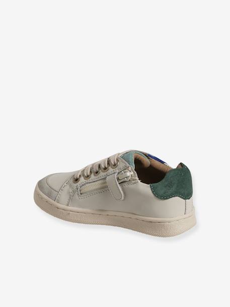 Baskets enfant garçon cuir zippées et élastiquées écru - vertbaudet enfant 