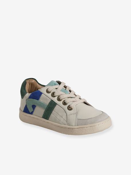 Baskets enfant garçon cuir zippées et élastiquées écru - vertbaudet enfant 