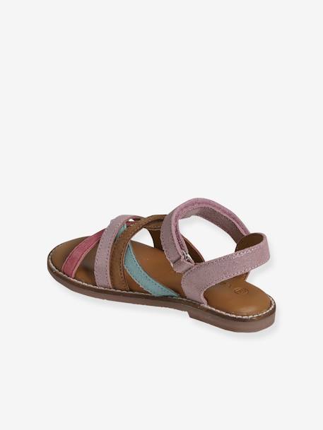 Leren kindersandalen met klittenband meerkleurig - vertbaudet enfant 