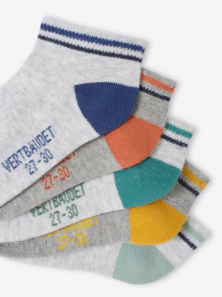 Lot de 5 paires de socquettes garçon BASICS gris chiné - vertbaudet enfant 