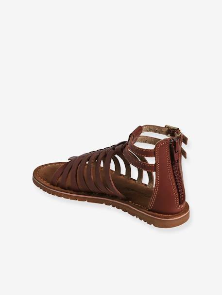 Sandales esprit spartiates cuir enfant marron - vertbaudet enfant 