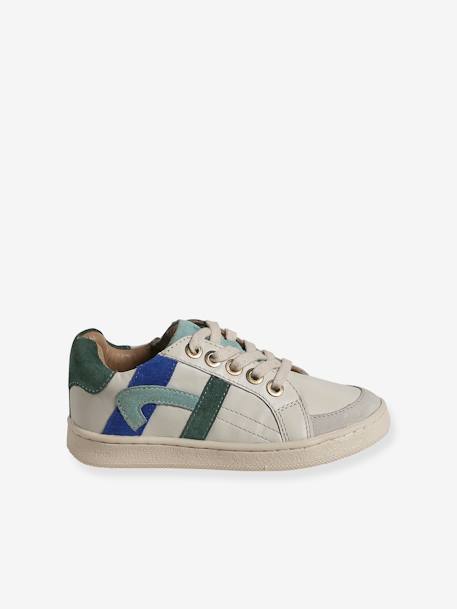 Baskets enfant garçon cuir zippées et élastiquées écru - vertbaudet enfant 
