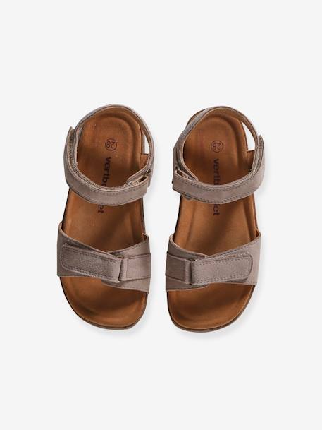 Leren kindersandalen met klittenband kaki+marineblauw+zandbeige - vertbaudet enfant 