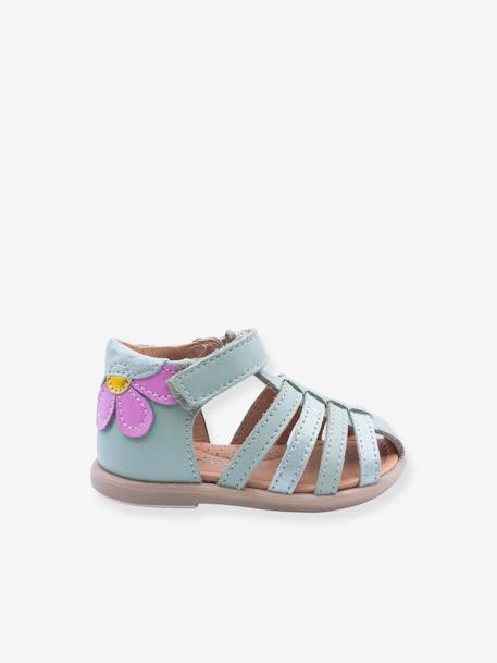 Sandales cuir bébé 4251B021 Babybotte vert d'eau - vertbaudet enfant 