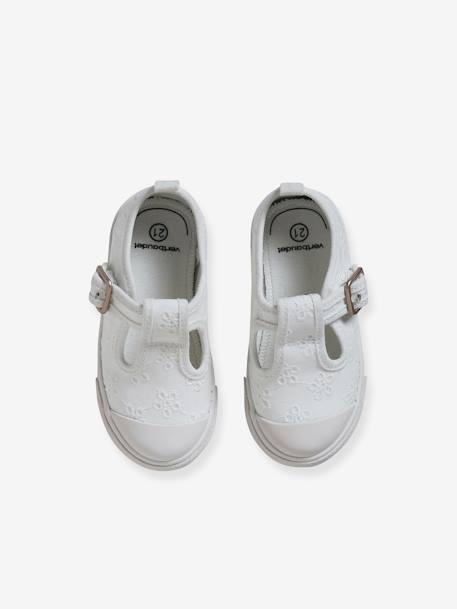 Geborduurde babysandalen BLANC CLAIR UNI AVEC DECOR - vertbaudet enfant 