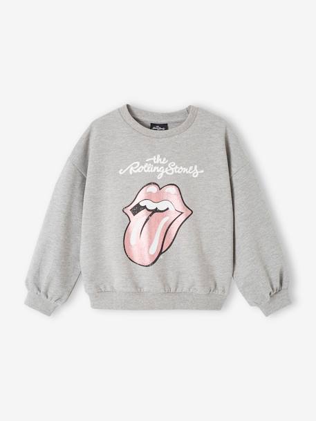 Sweat-shirt fille The Rolling Stones gris chiné - vertbaudet enfant 