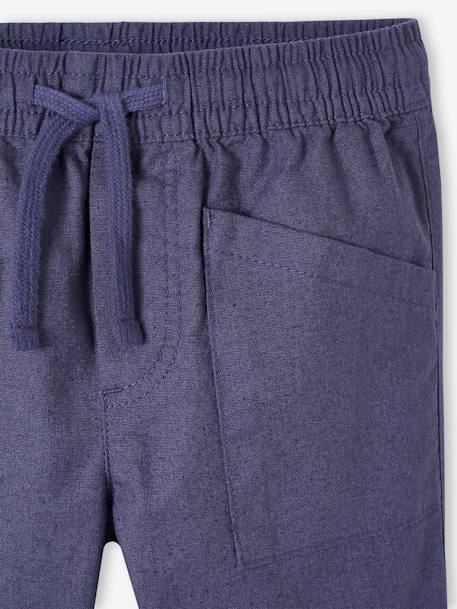 Pantalon large charpentier en coton/lin facile à enfiler garçon bleu ardoise - vertbaudet enfant 