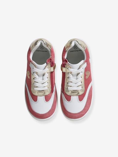 Leren sneakers voor meisjes, kleutercollectie veel roze - vertbaudet enfant 