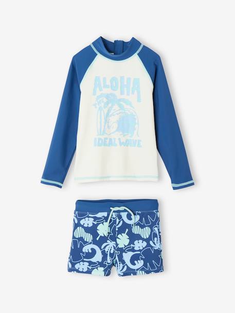 Ensemble de bain garçon T-shirt anti-UV + boxer bleu - vertbaudet enfant 