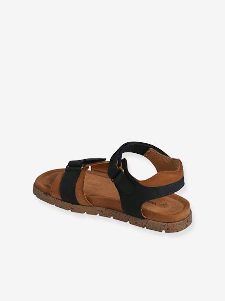 Leren kindersandalen met klittenband marineblauw - vertbaudet enfant 