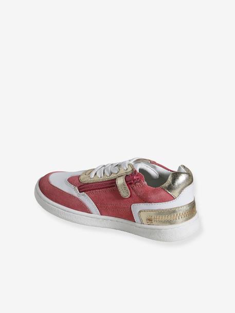 Leren sneakers voor meisjes, kleutercollectie veel roze - vertbaudet enfant 