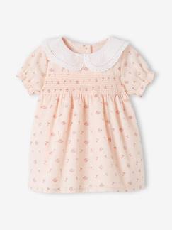 Baby-Rok, jurk-Geborduurde geboortejurk kraag met Engels borduurwerk