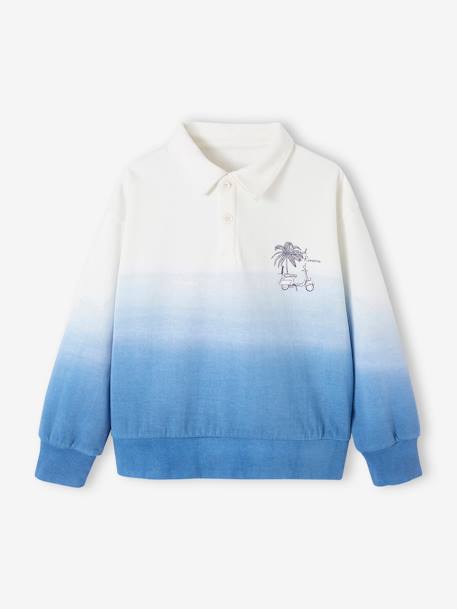 Jongenssweater met polokraag en deep dye-effect azuurblauw - vertbaudet enfant 