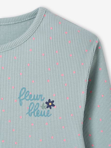 Lot de 2 pyjamas fille maille côtelée motifs fleurs bleu grisé - vertbaudet enfant 