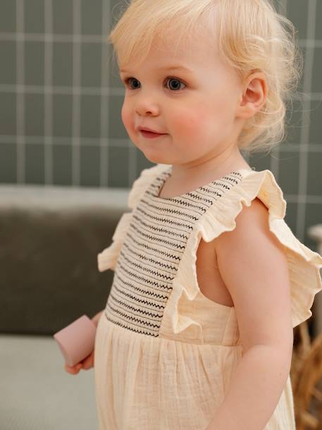 Combinaison bébé en gaze de coton écru - vertbaudet enfant 
