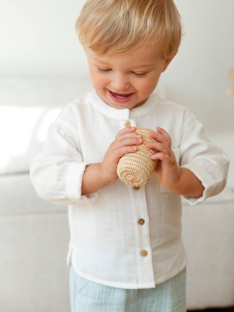 Bébé-Chemise col mao bébé en gaze de coton personnalisable