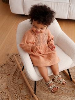 Bébé-Robe, jupe-Robe brodée bébé en gaze de coton