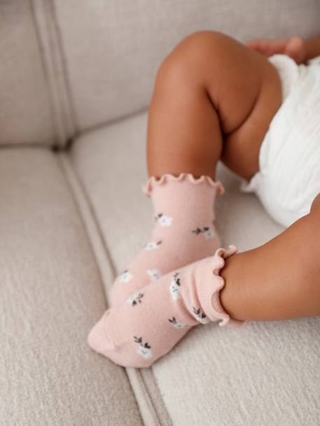 Set van 3 paar 'duinen' sokjes voor babymeisje roze (poederkleur) - vertbaudet enfant 