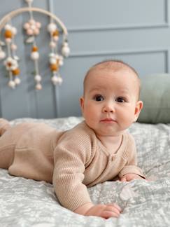 Baby-3-delige gebreide set: vest, broek en babyschoentjes