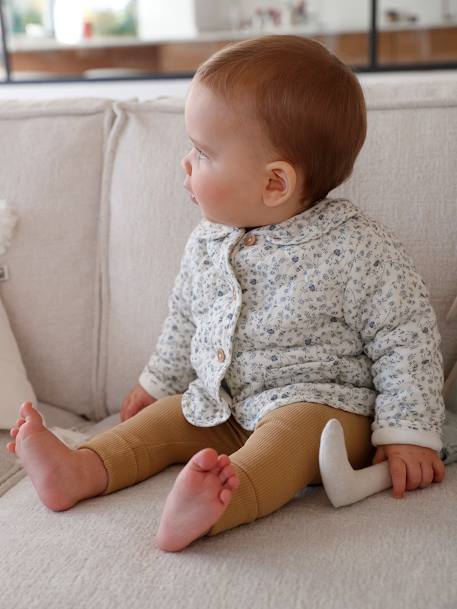 Veste bébé en gaze de coton BEIGE CLAIR IMPRIME+écru - vertbaudet enfant 
