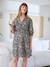 Robe courte coton fleuri grossesse et allaitement gris imprimé - vertbaudet enfant 