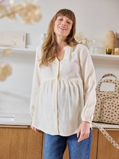 Vêtements de grossesse-Chemisier, tunique-Blouse gaze de coton grossesse et allaitement