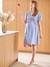Korte genoopte jurk van effen gevlamd katoen voor zwangerschap en borstvoeding blauw - vertbaudet enfant 