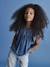 Blouse en denim léger fille manches courtes à volant stone - vertbaudet enfant 