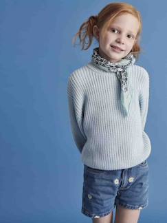 Jeansshort voor meisjes met geborduurde bloemen  - vertbaudet enfant